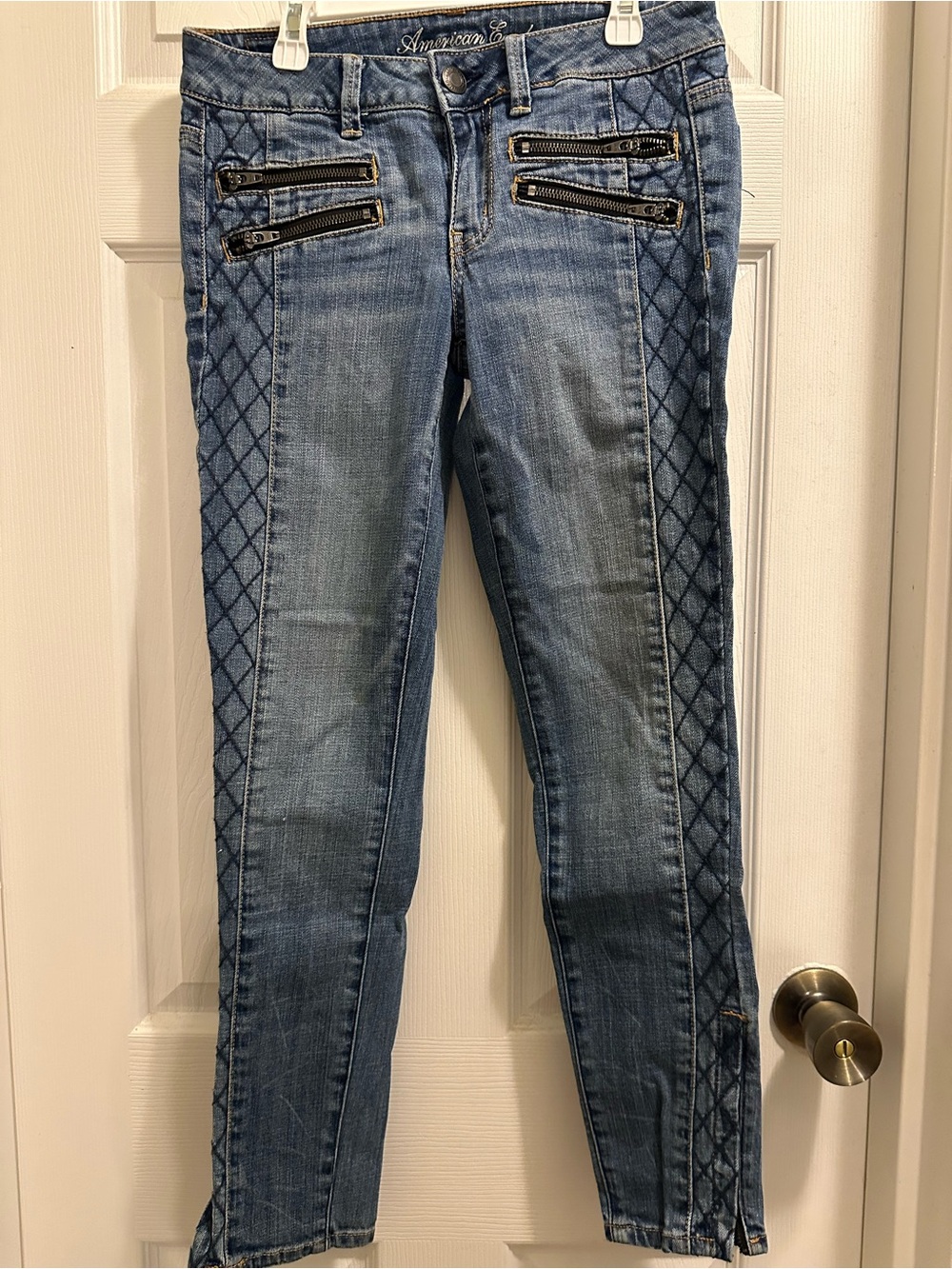 American Eagle Outfitters Blue Quilted Side Panel Skinny Jeggings